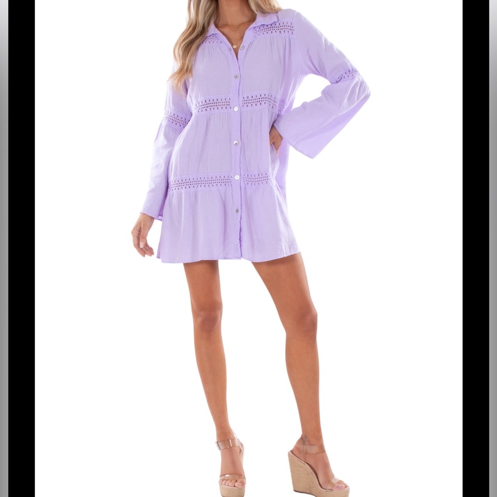 Peruvian cotton lilac tunic dress